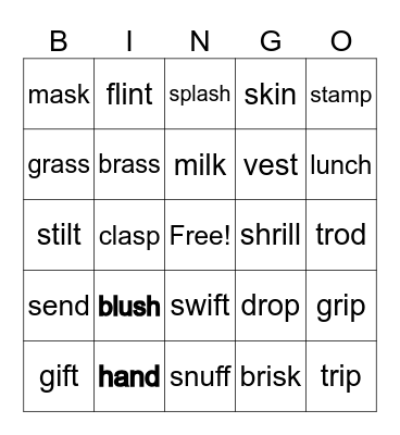Blends Bingo Card