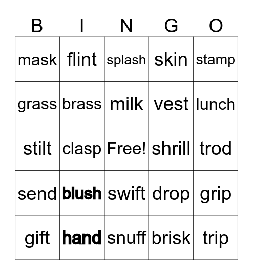 Blends Bingo Card