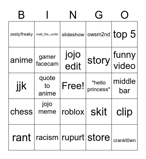 Untitled Bingo Card