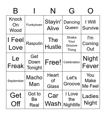DISCO BINGO Card