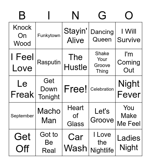 DISCO BINGO Card