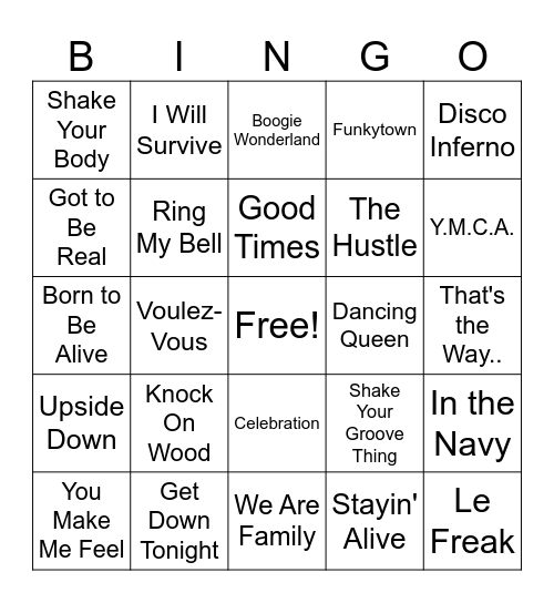 Disco BINGO Card