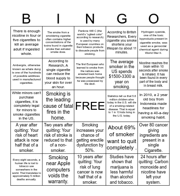 SMOKEOUT Bingo Card