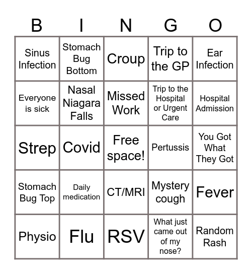 2025 Respiratory Season Bingo Card