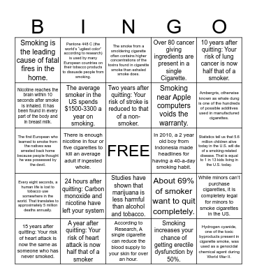 SMOKEOUT Bingo Card