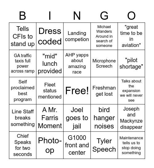 Hanger day Bingo Card