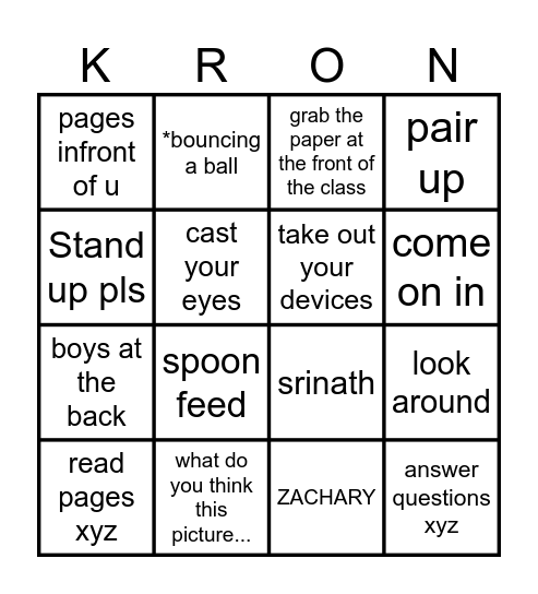 MR KROON BINGO Card
