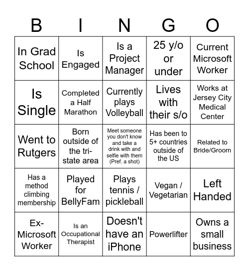 Find the Guest Bingo Card