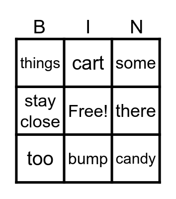 That's Easy Vocab Bingo Card