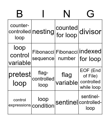 chapter 5 Bingo Card