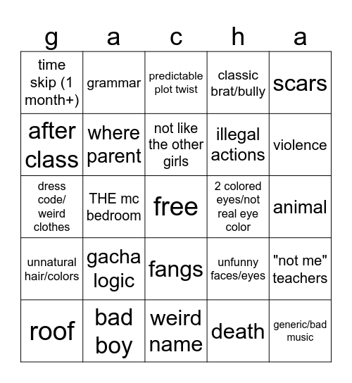 yay Bingo Card