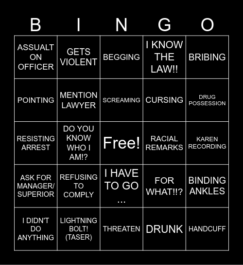 KAREN BINGO Card