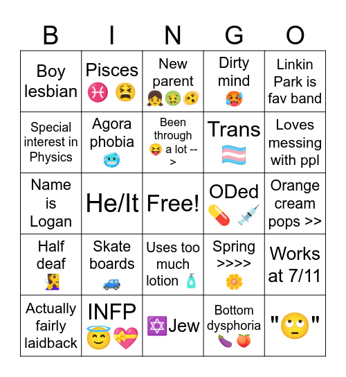 Logan's Bingo Card