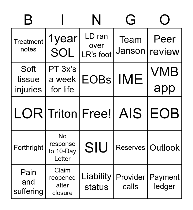 VMB BINGO Card