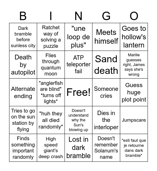 James OW Bingo Card