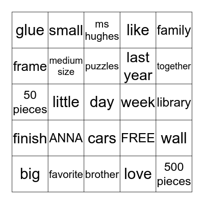 A Puzzle Day Bingo Card