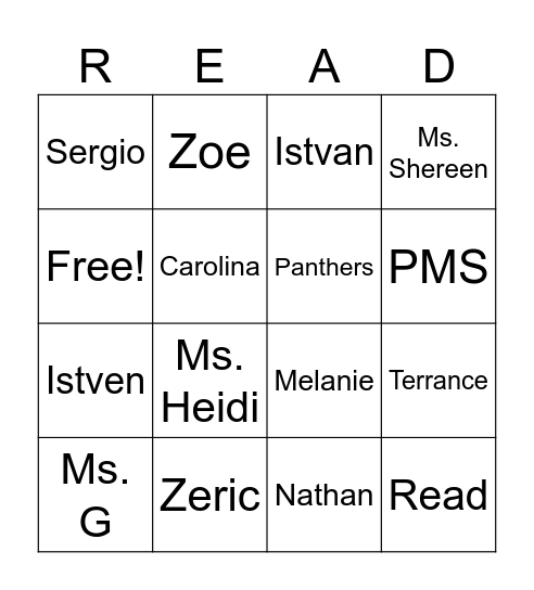 Meet Your Reading Buddy Bingo Card