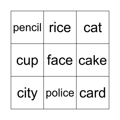 Soft C and Hard C Bingo Card
