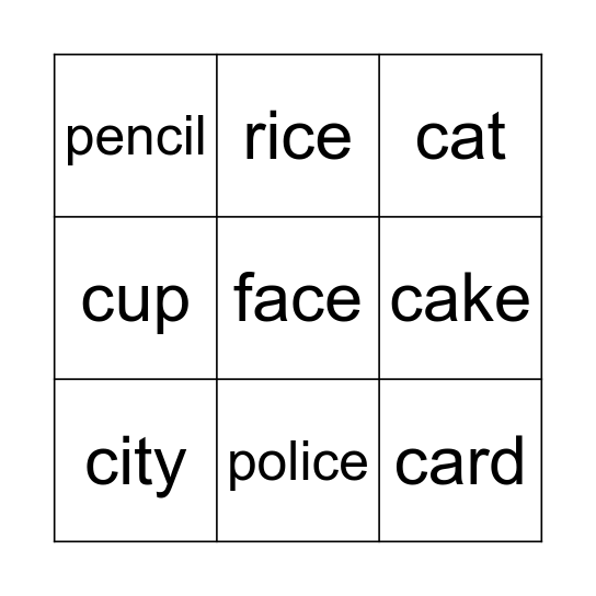 Soft C and Hard C Bingo Card