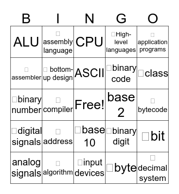 CHAPTER 1   Bingo Card