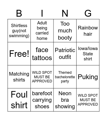 Nashville Bingo Card