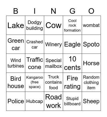 Travel bingo Card