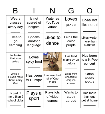 Find Someone Who... Bingo Card