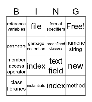 Chapter 03 Bingo Card