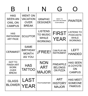 ARTIST BINGO Card