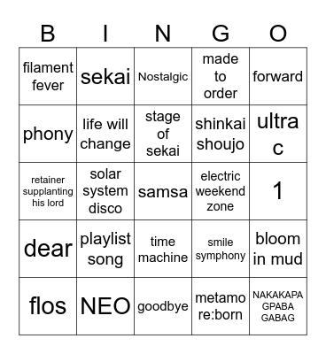 pjsk Bingo Card