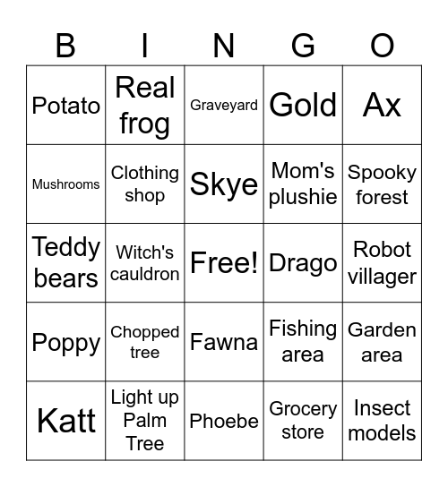 Palia ACNH Bingo Card