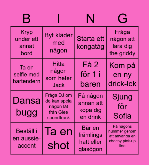 Sofias födelsedag! Bingo Card