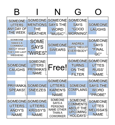 WORK BINGO Card