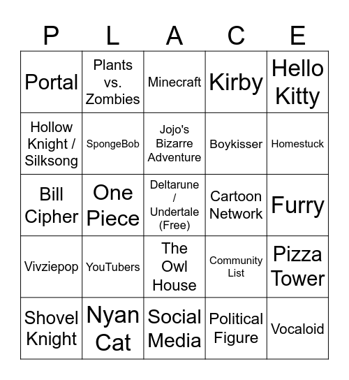 wplace Bingo Card