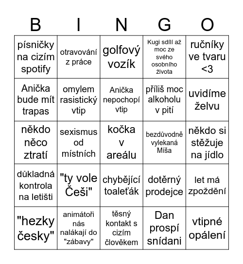 Dovolenkové BINGO vol. II Bingo Card