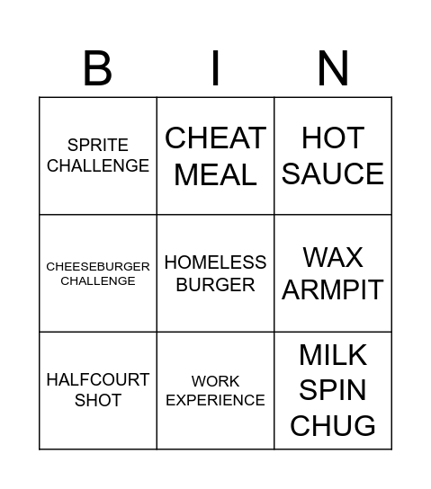 max x slim bros Bingo Card