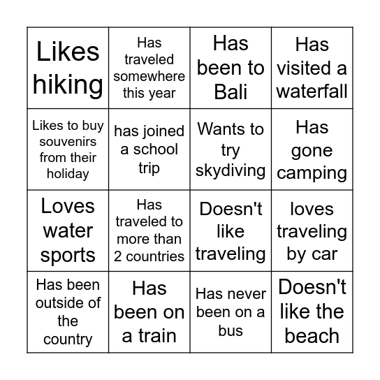 Find someone who Bingo Card