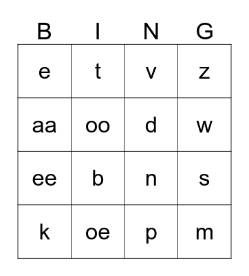 letters herhalen Bingo Card