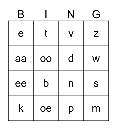 letters herhalen Bingo Card