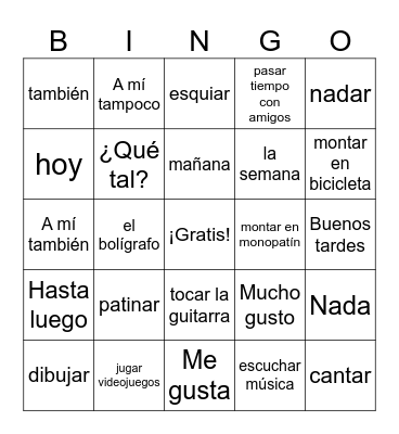 ¿Qué te gusta hacer? Bingo Card