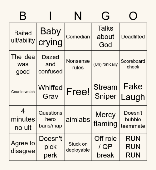 Gamin4Bingo Card