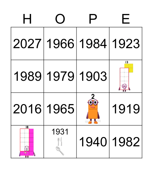 Number blocks Bingo Card