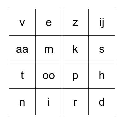 letters herhalen Bingo Card