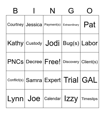 FRIDAY MEETING BINGO Card
