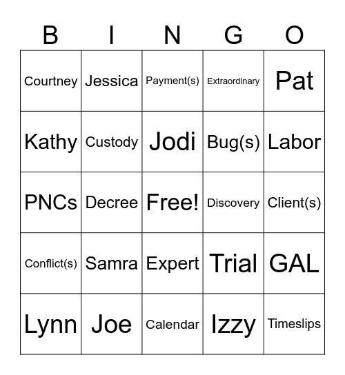 FRIDAY MEETING BINGO Card