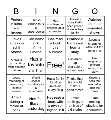 English 10 Human Bingo Card