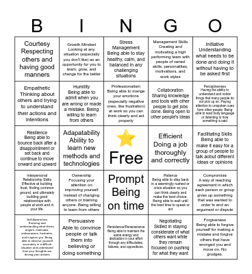 Soft Skills BINGO Card