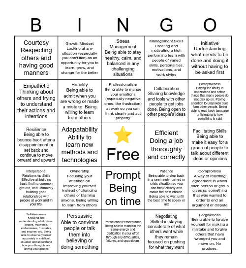 Soft Skills BINGO Card