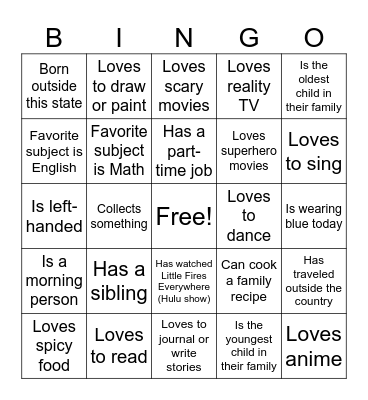 English 11 Bingo Card
