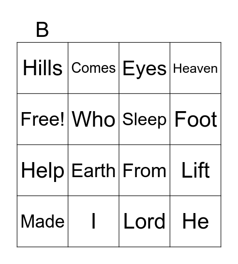 Psalm 121:1-3 Bingo Card